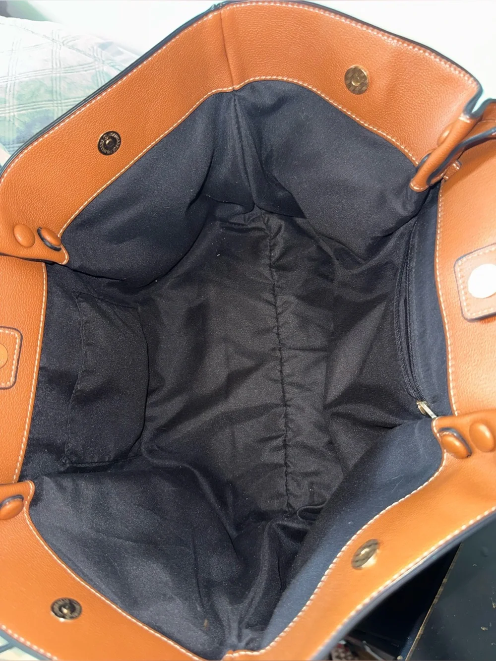 Women's Brown Faux Leather Large Tote Bag